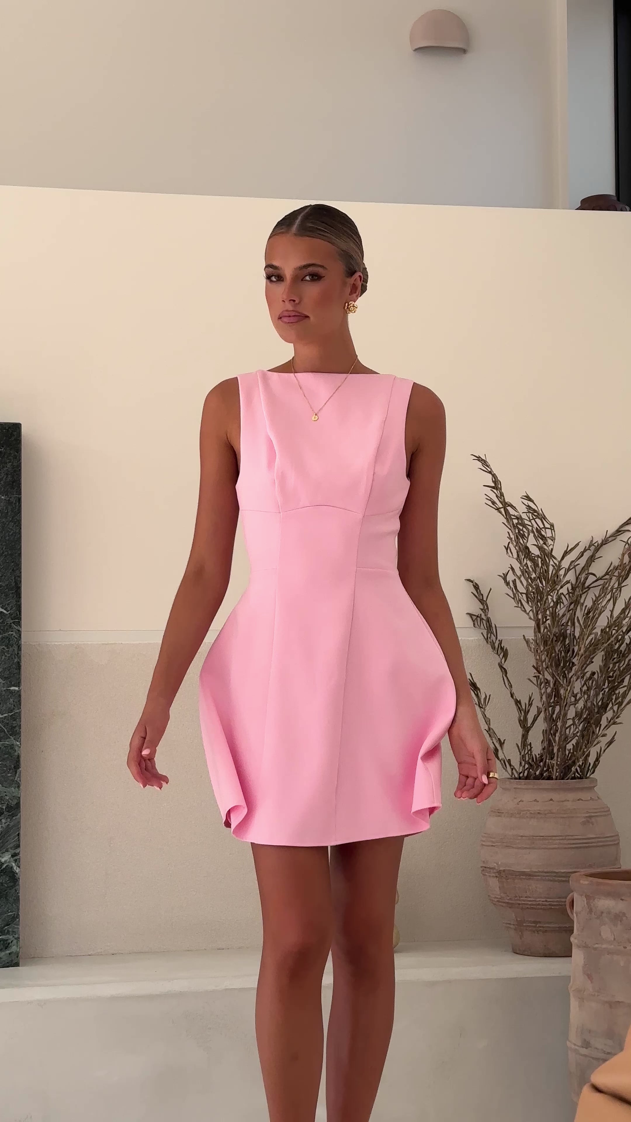 Load video: Rafiki Mini Dress - Baby Pink - Billy J