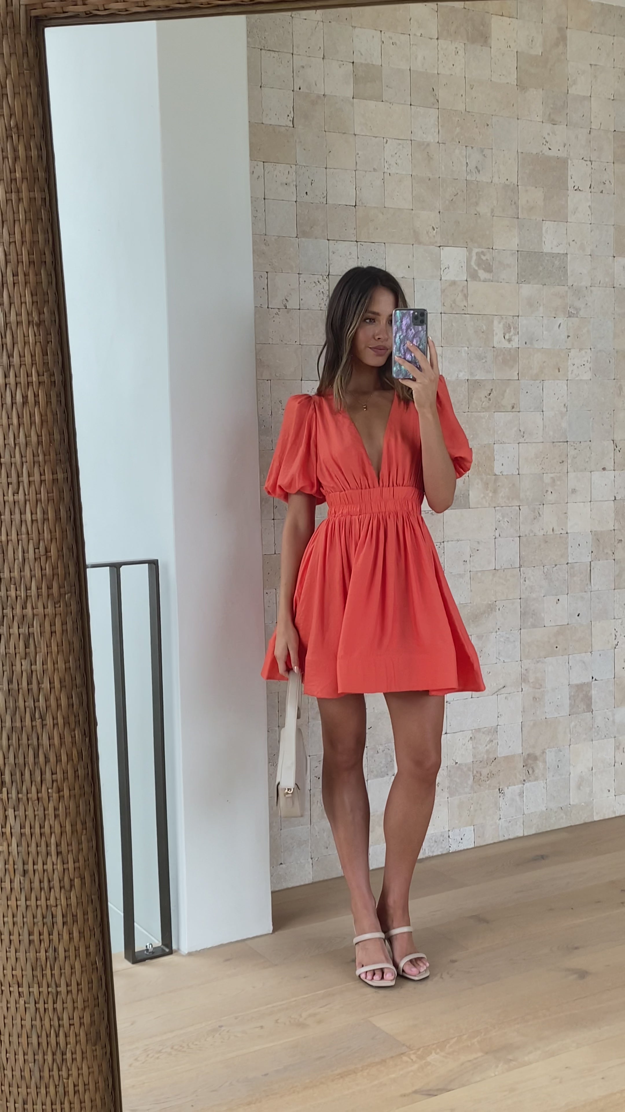 Load video: Erin Mini Dress - Melon - Billy J