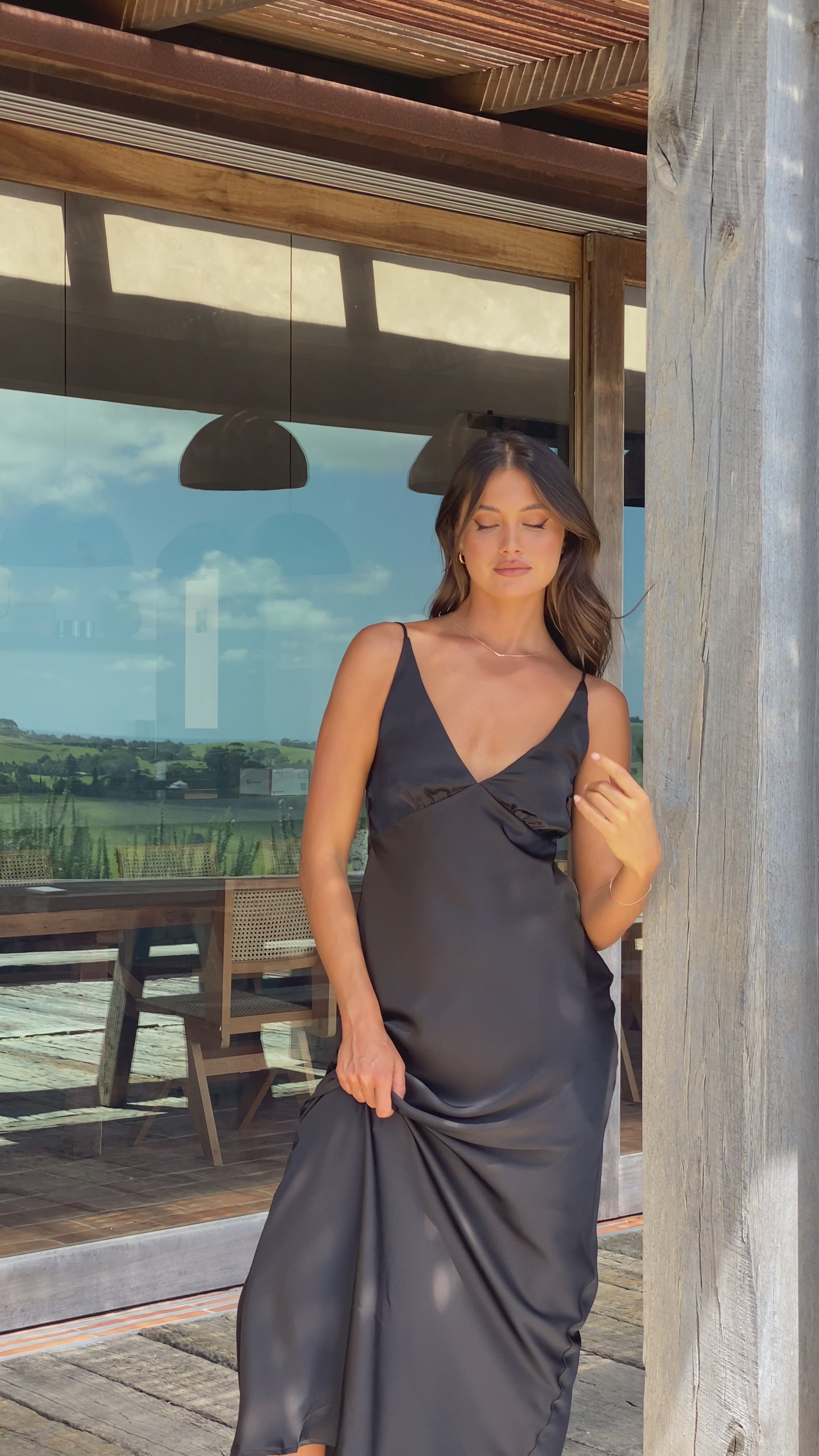 Load video: Ziah Maxi Dress - Black - Billy J