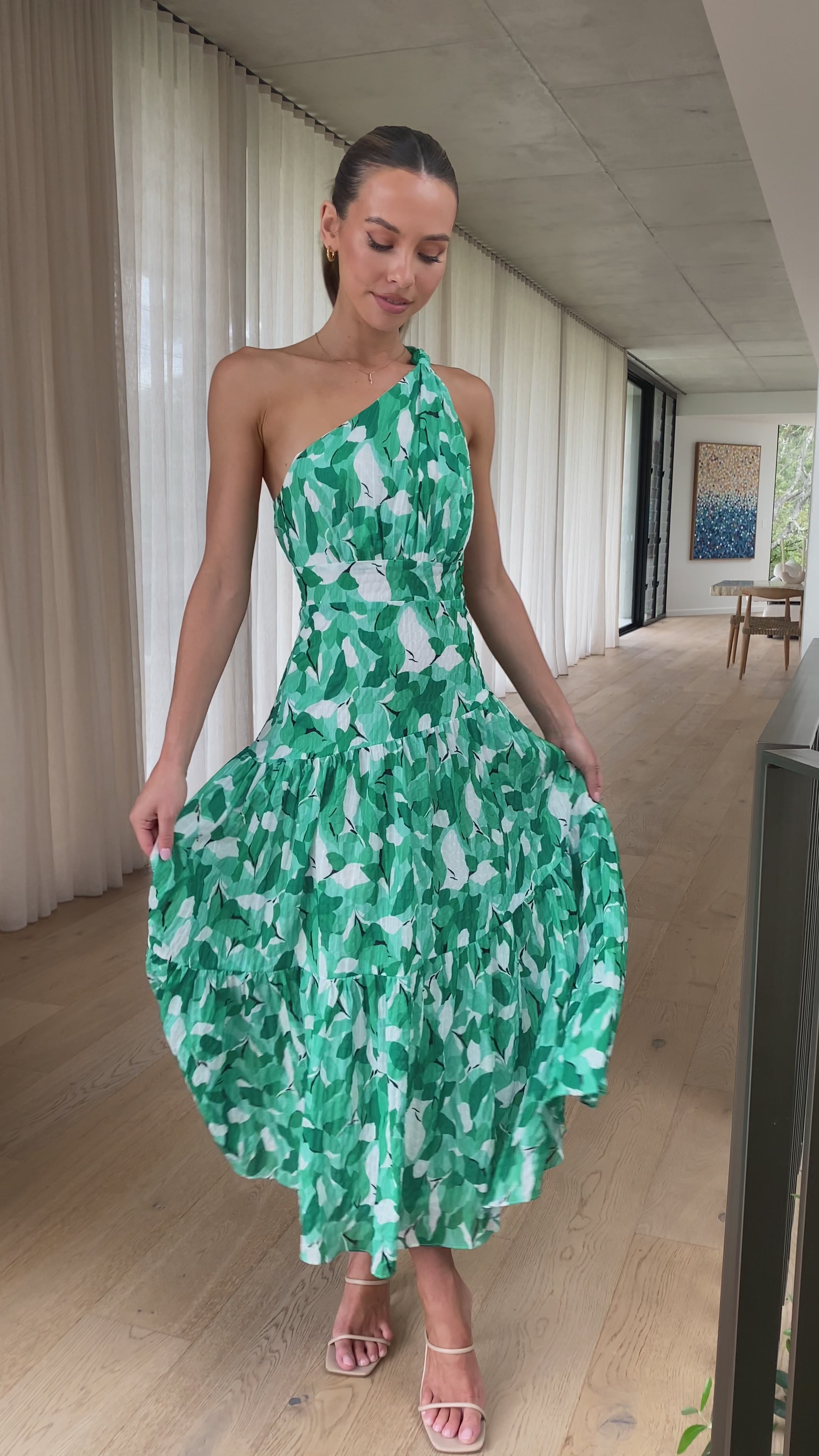 Load video: Jayma Maxi Dress - Green Multi - Billy J
