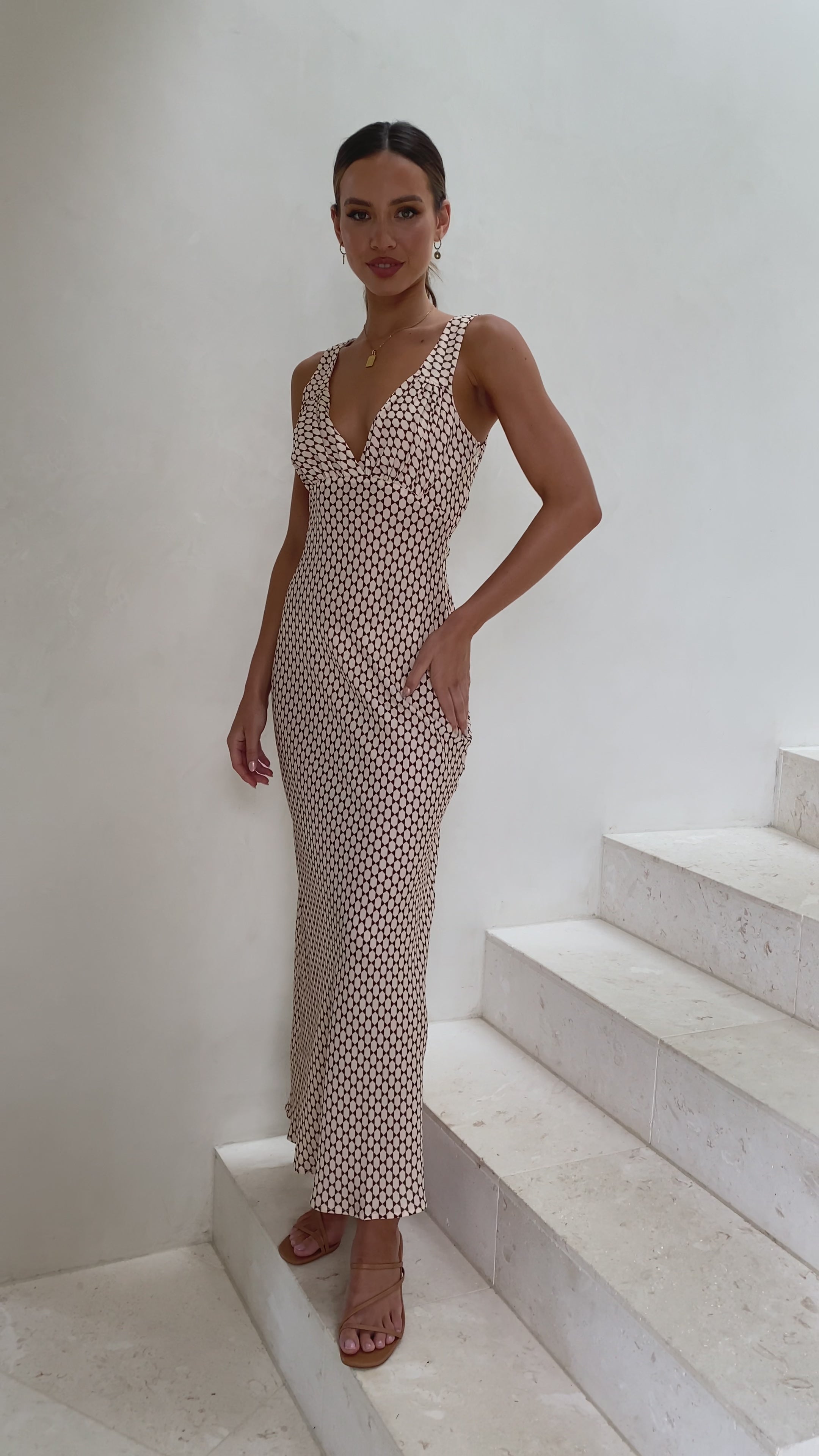 Load video: Rubie Maxi Dress - Brown Geo - Billy J