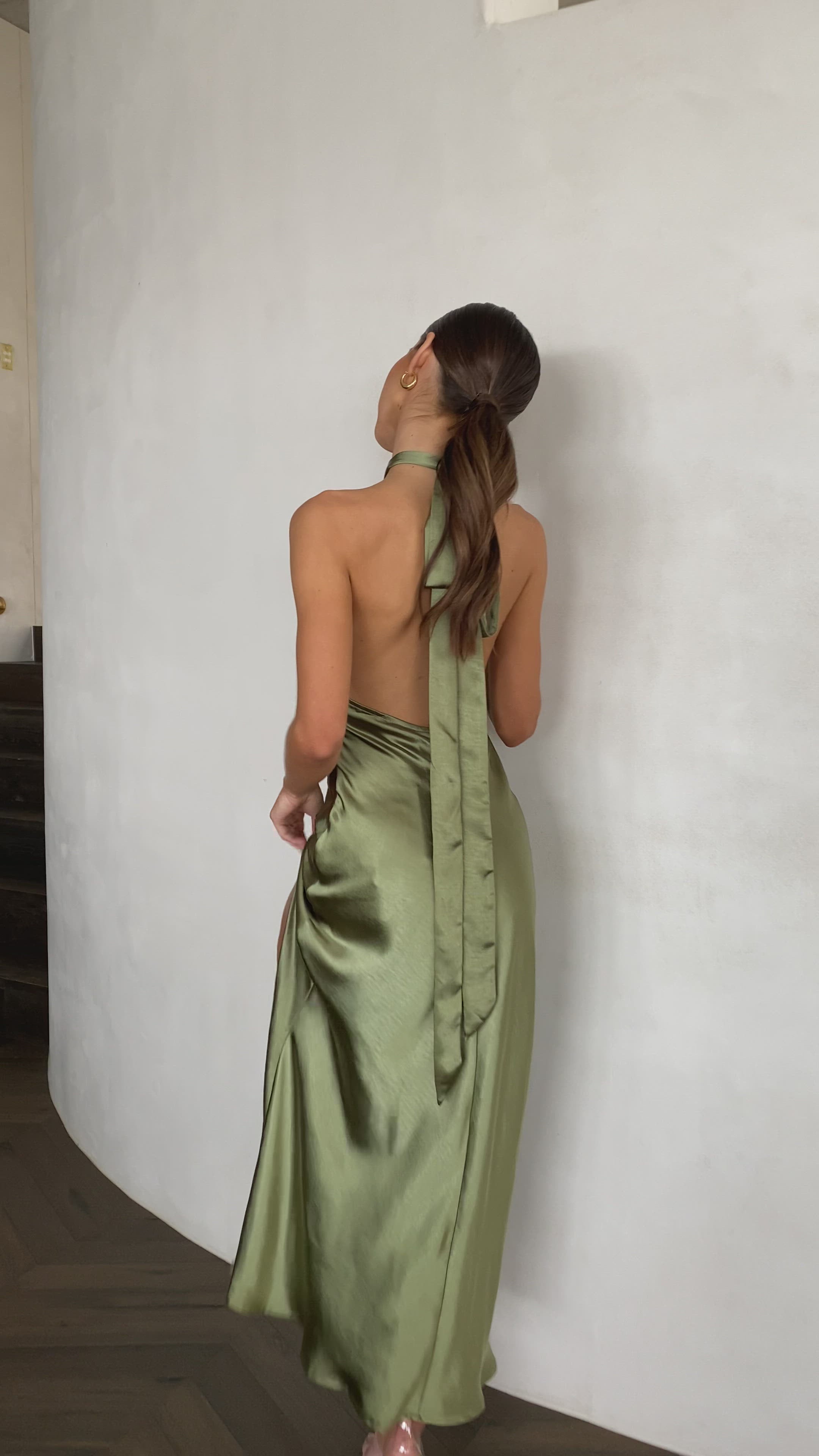 Load video: Amalia Maxi Dress - Olive - Billy J