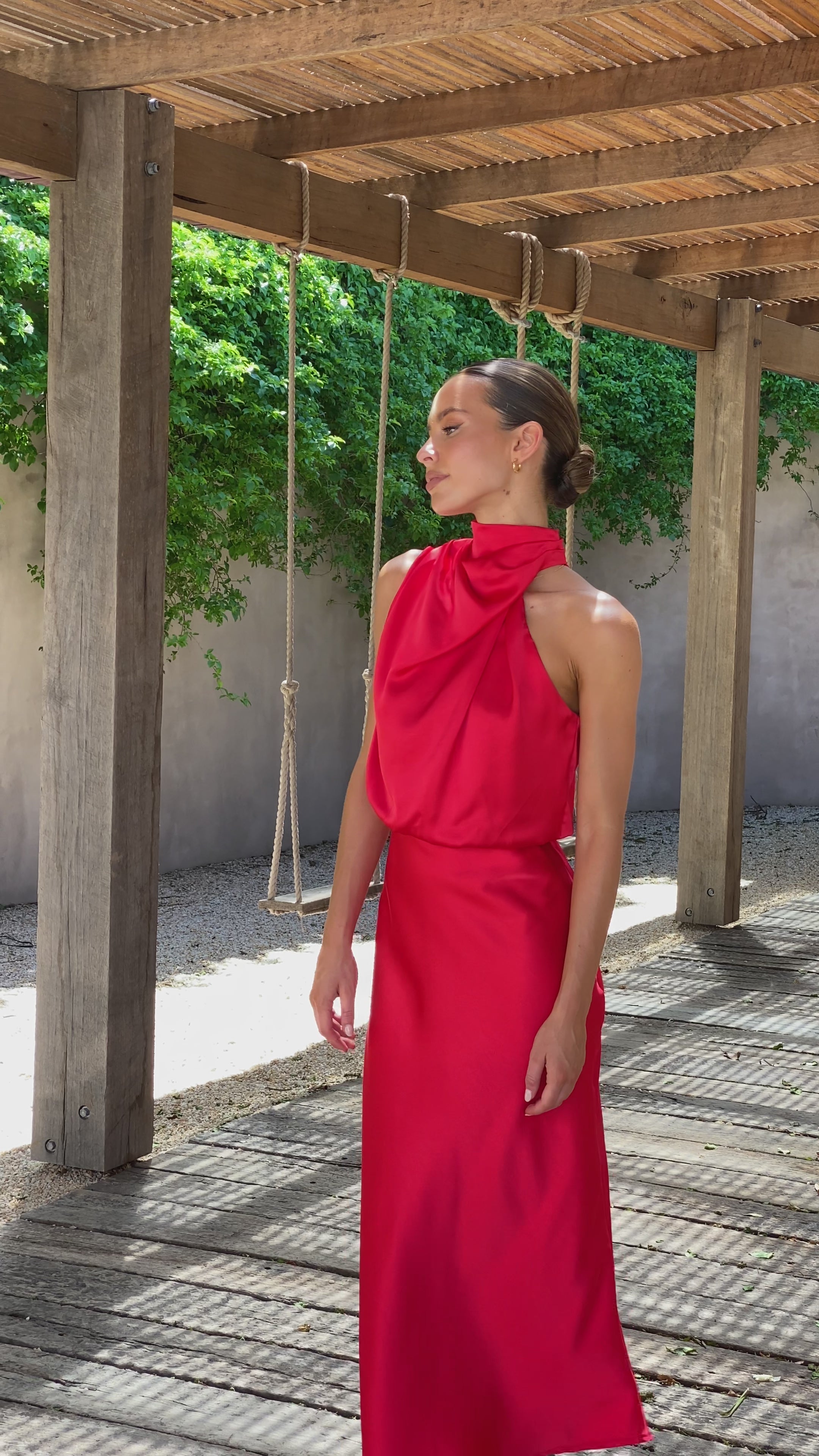 Load video: Esther Maxi Dress - Red - Billy J
