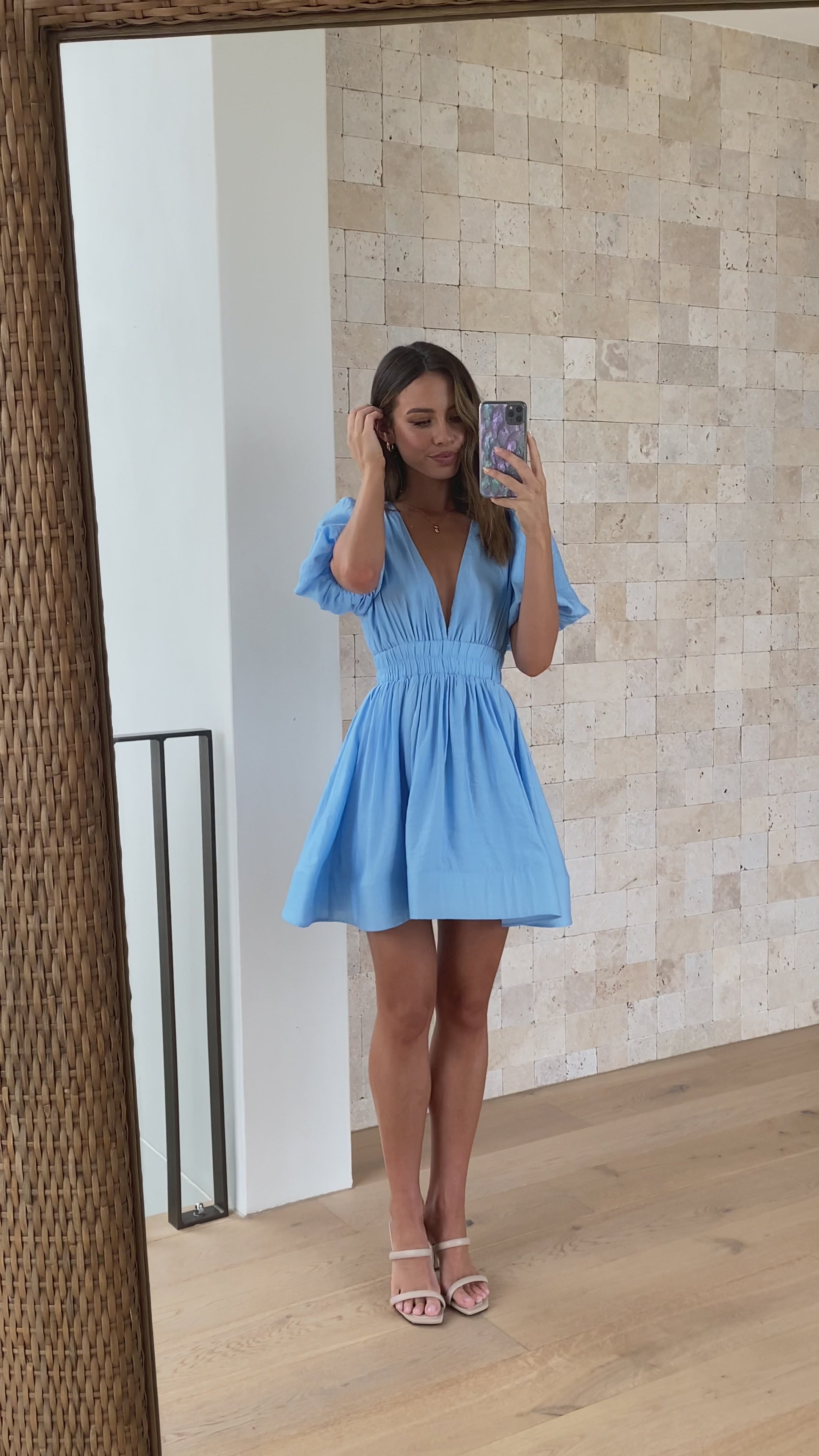 Load video: Erin Mini Dress - Blue - Billy J