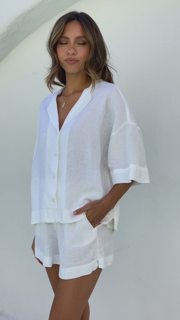 Linen Lounge Short - White - Billy J