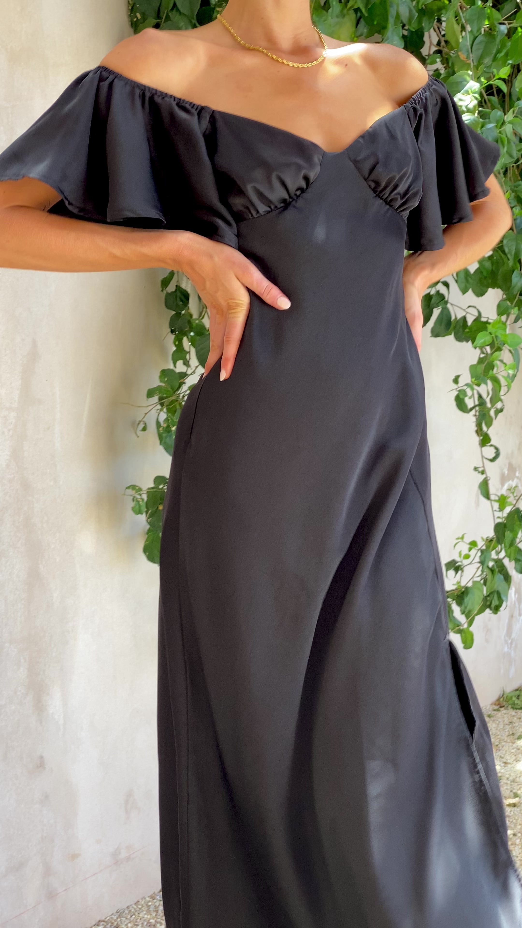 Load video: Louisa Midi Dress - Black - Billy J