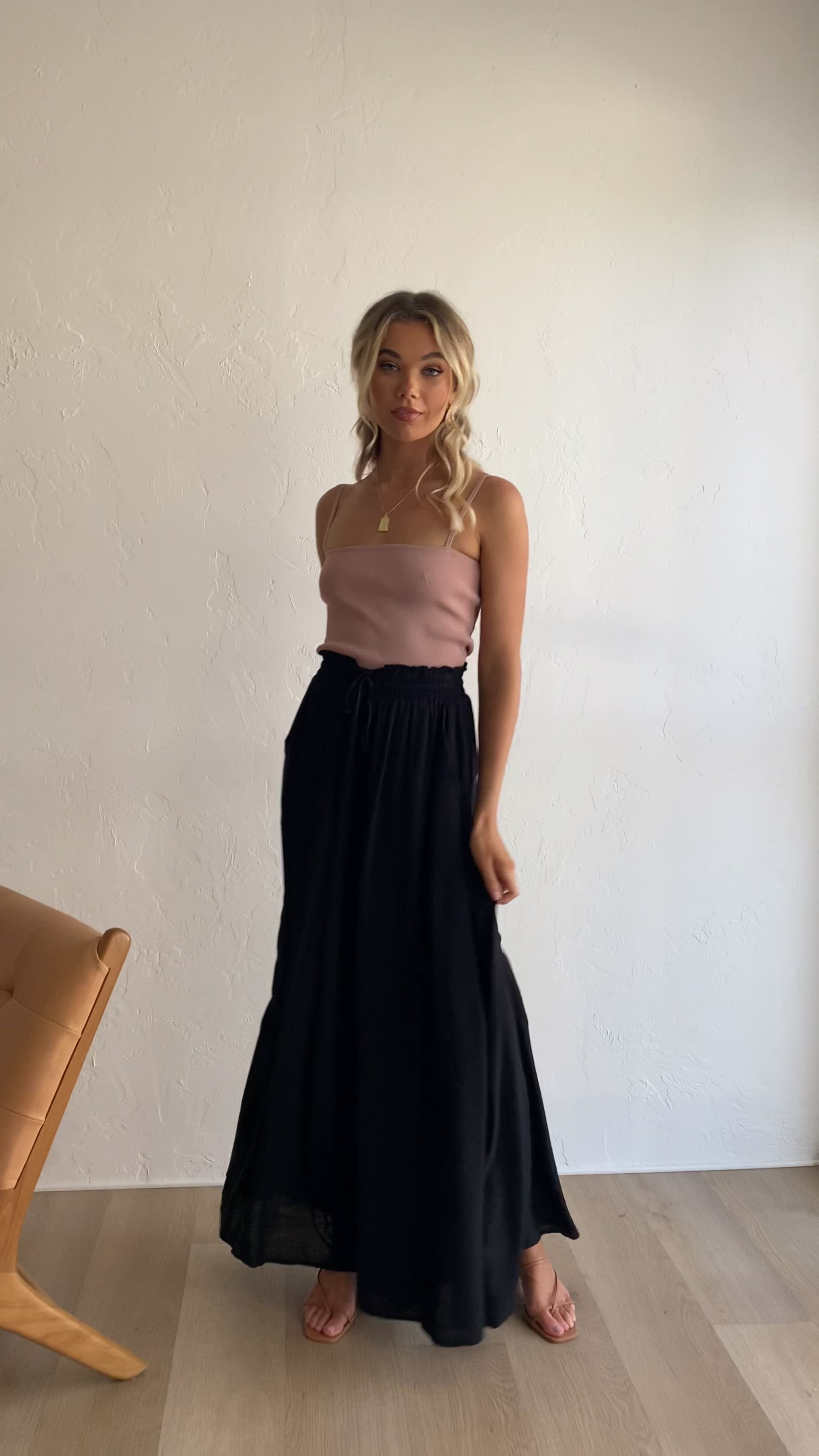 Load video: Avery Wide Leg Pants - Black - Billy J