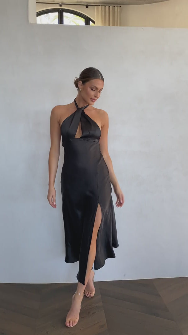 Load video: Amalia Maxi Dress - Black - Billy J