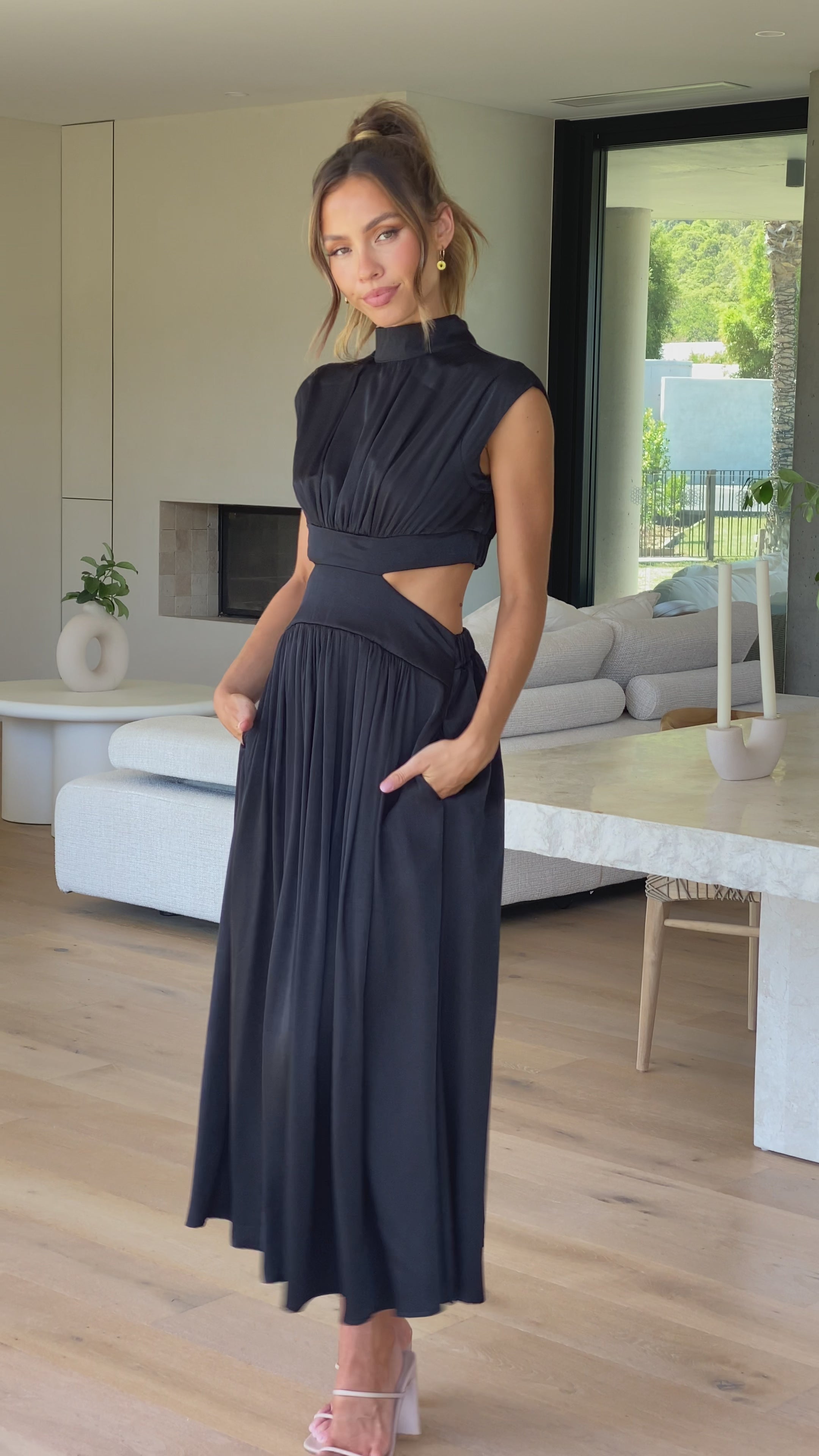 Load video: Cindie Midi Dress - Black - Billy J