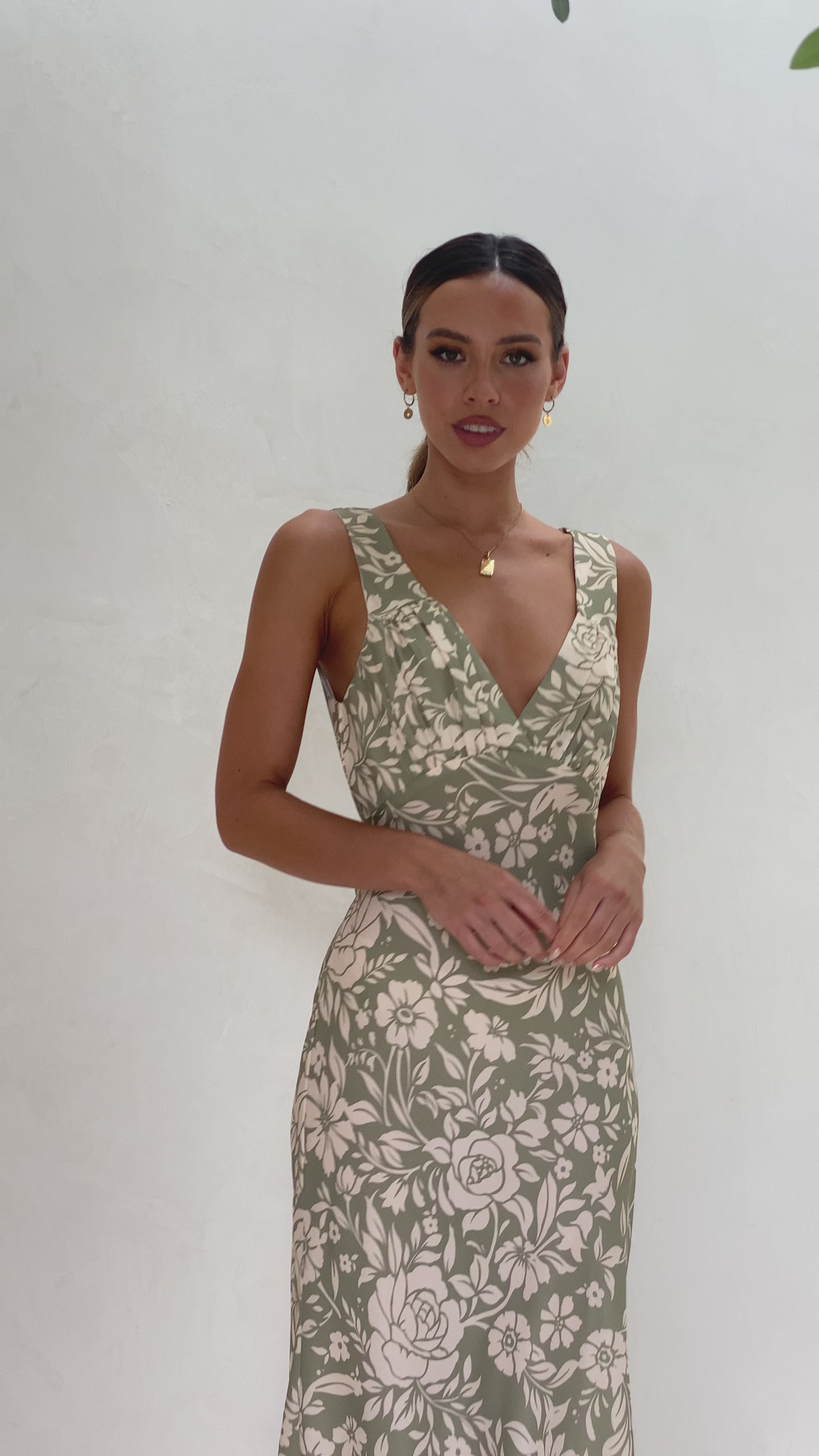 Load video: Rubie Maxi Dress - Green Floral - Billy J