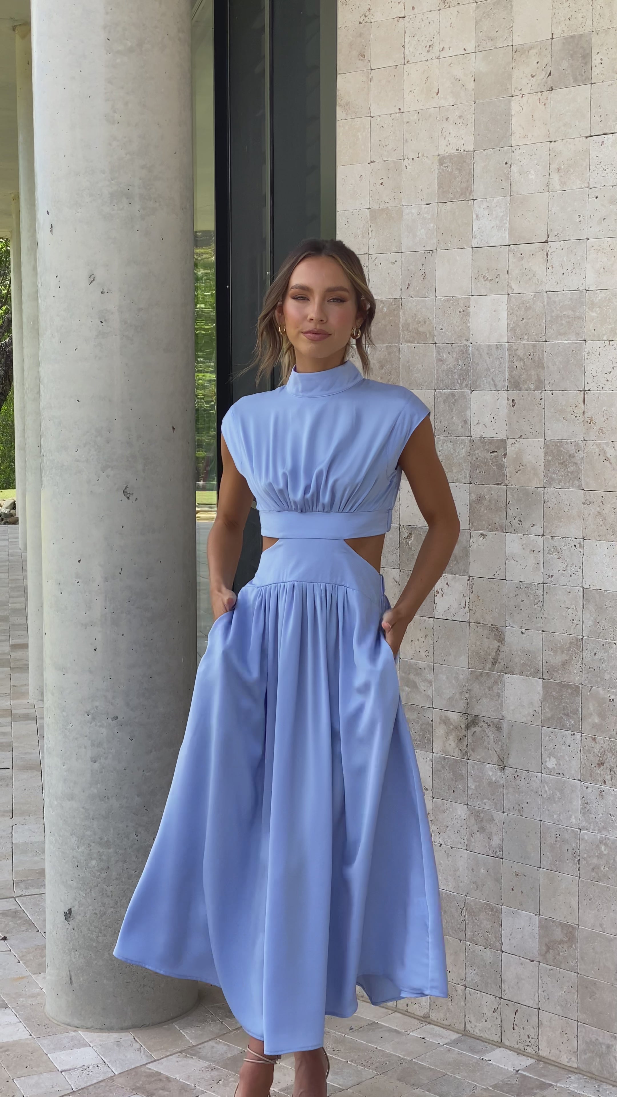 Load video: Cindie Midi Dress - Blue - Billy J