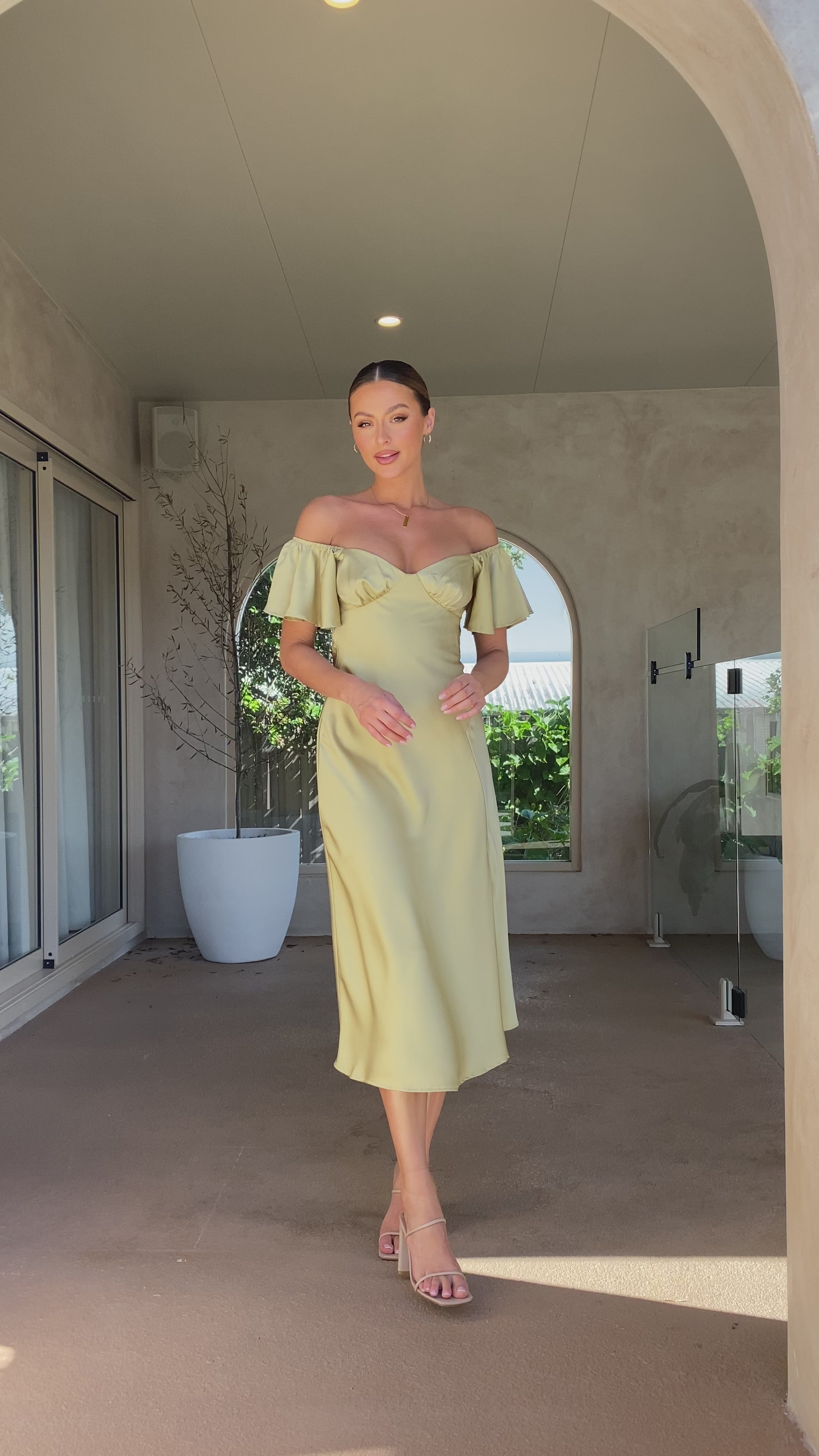 Load video: Louisa Midi Dress - Olive - Billy J
